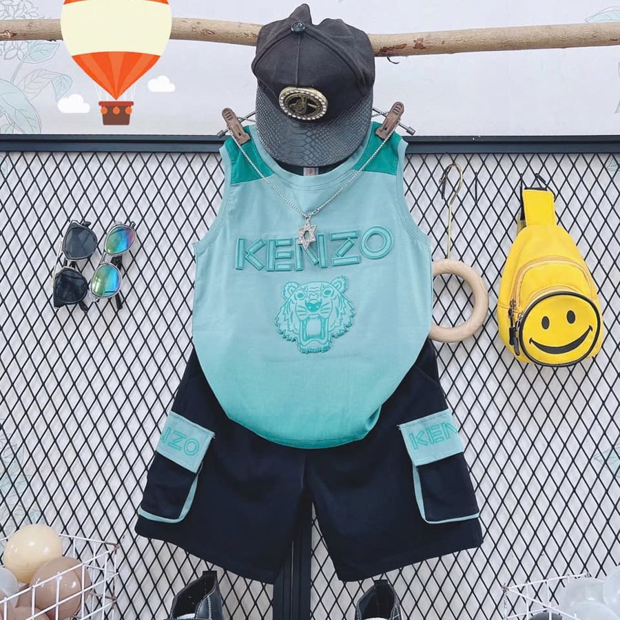 Bộ thun bé trai sát nách Kenzo