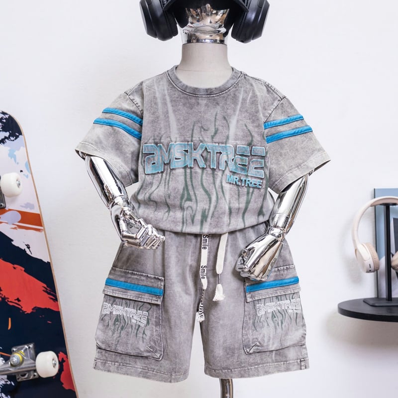 Bộ thun bé trai wash đá MSKTREE