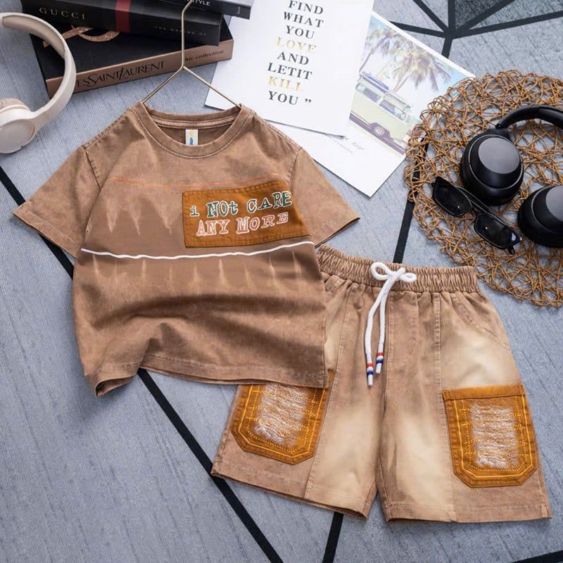 Bộ thun bé trai wash đá NOT CARE