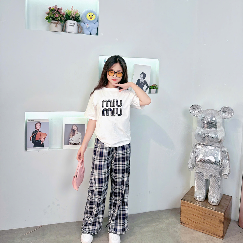 Bộ thun dài sọc bé gái Miu Miu