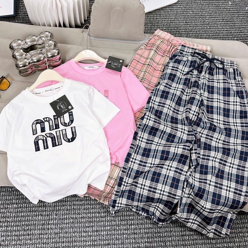 Bộ thun dài sọc bé gái Miu Miu