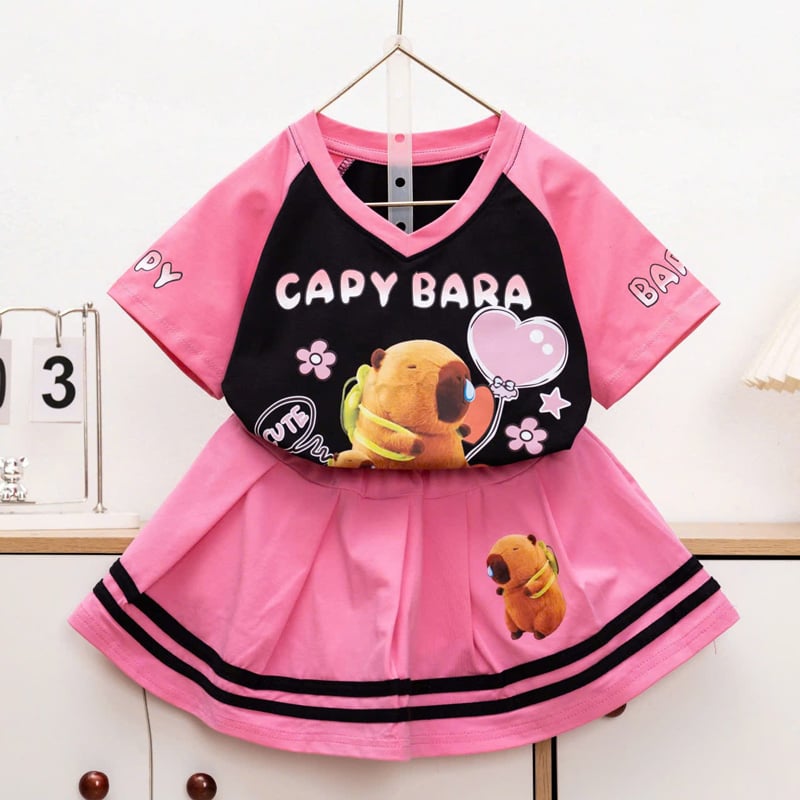 Bộ váy bé gái Capybara tim