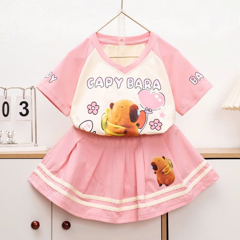 Bộ váy bé gái Capybara tim