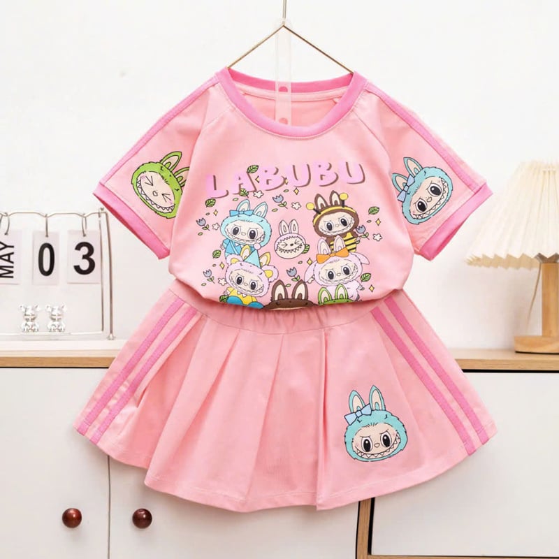 Bộ váy bé gái Labubu hoa lá