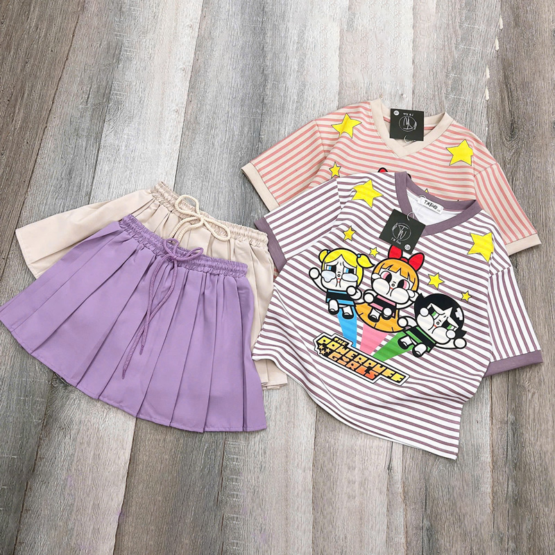 Bộ váy bé gái sọc 3 Powerpuff Girl