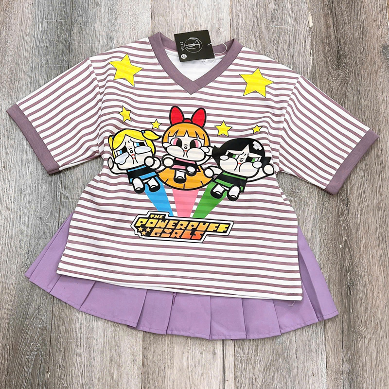 Bộ váy bé gái sọc 3 Powerpuff Girl