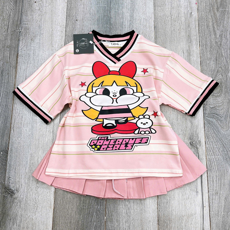 Bộ váy bé gái sọc Powerpuff Girl
