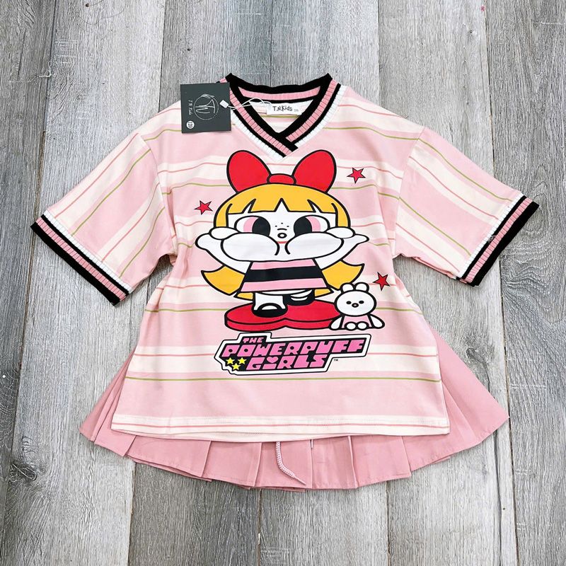 Bộ váy bé gái sọc Powerpuff Girl