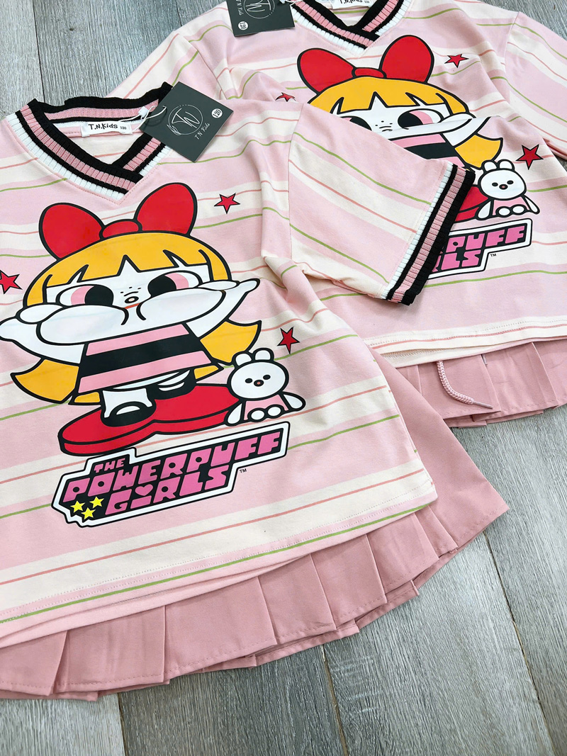Bộ váy bé gái sọc Powerpuff Girl