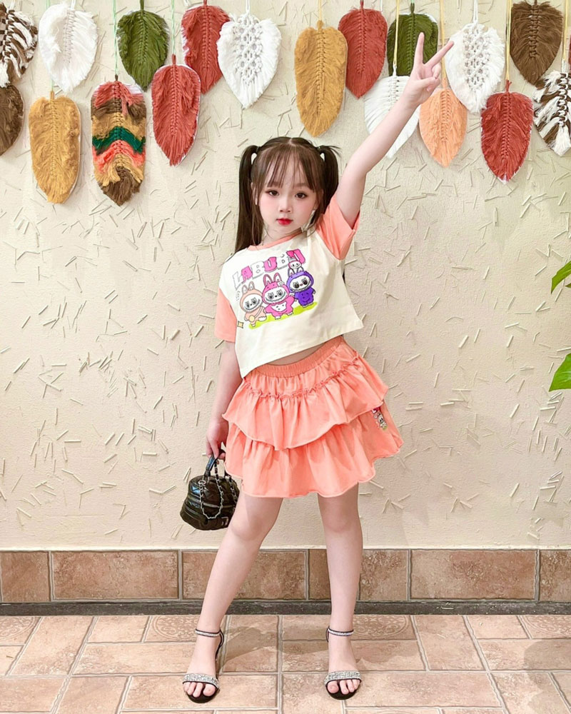 Bộ váy tầng bé gái Labubu
