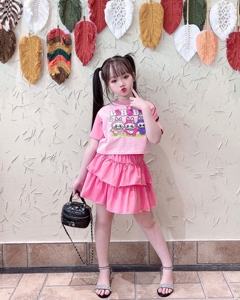 Bộ váy tầng bé gái Labubu