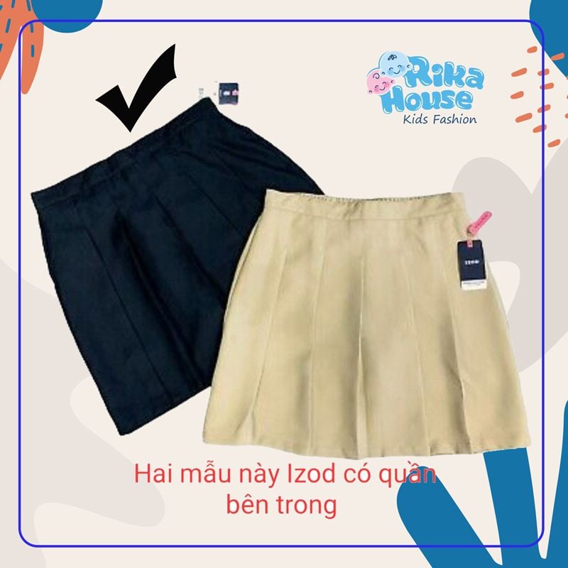 Chân váy bé gái xếp ly izod