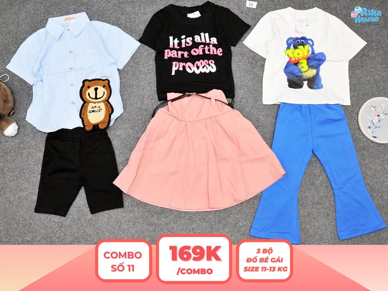 Combo 3 set đồ bé gái size 3