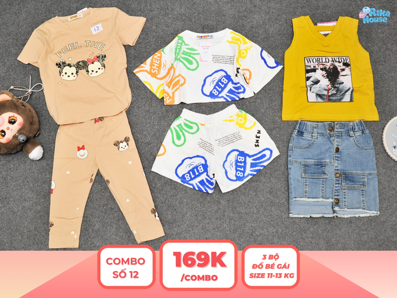 Combo 3 set đồ bé gái size 3