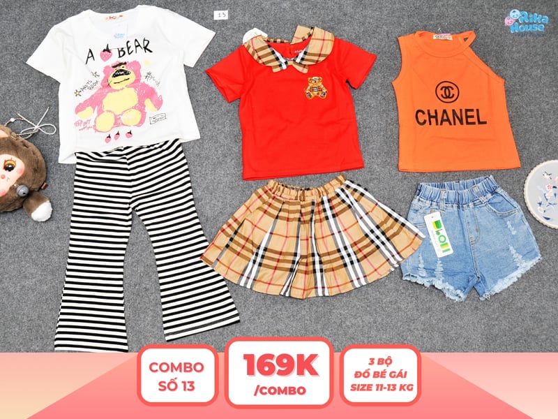 Combo 3 set đồ bé gái size 3