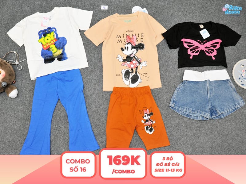 Combo 3 set đồ bé gái size 3
