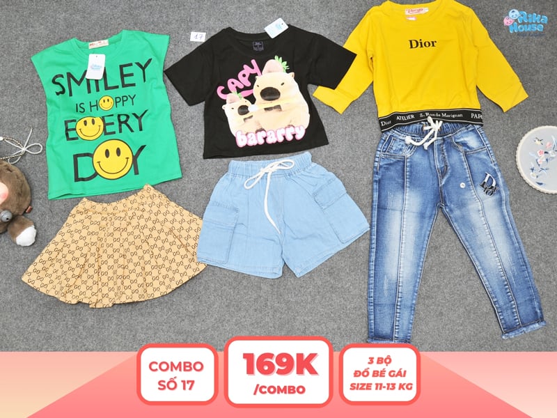 Combo 3 set đồ bé gái size 3