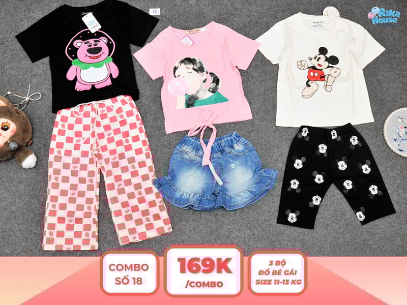 Combo 3 set đồ bé gái size 3