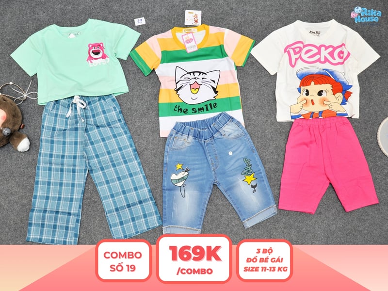 Combo 3 set đồ bé gái size 3