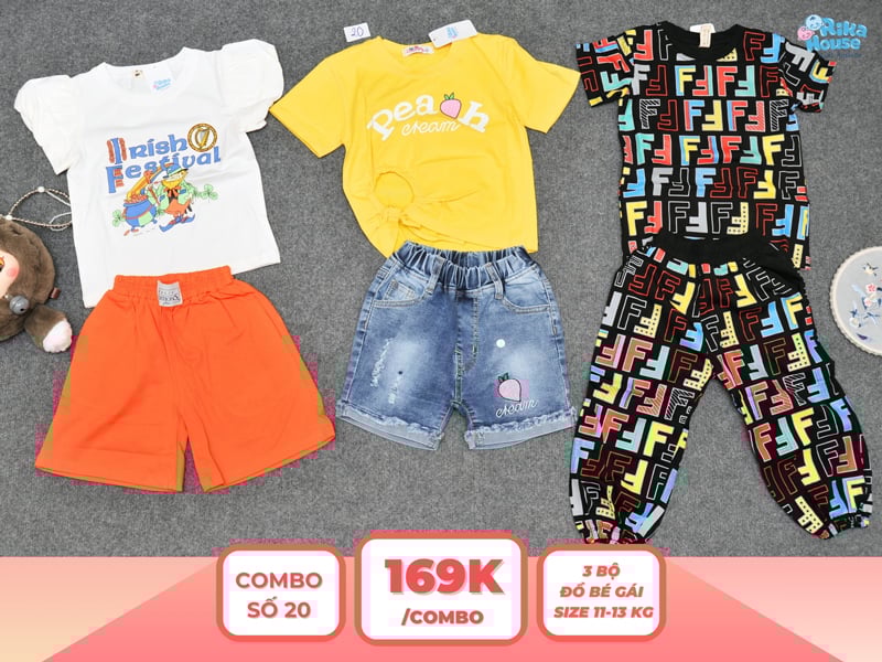 Combo 3 set đồ bé gái size 3