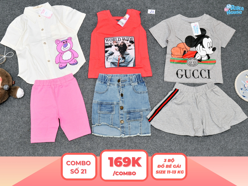 Combo 3 set đồ bé gái size 3