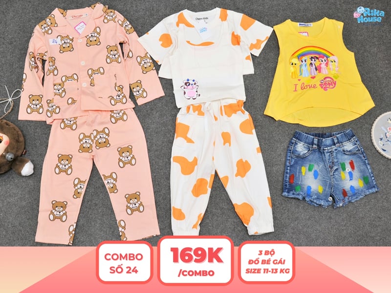 Combo 3 set đồ bé gái size 3