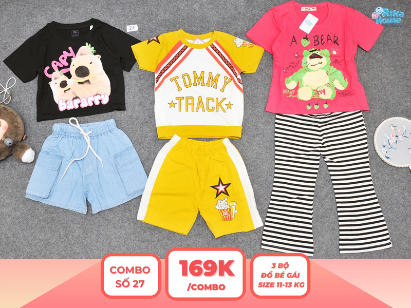 Combo 3 set đồ bé gái size 3