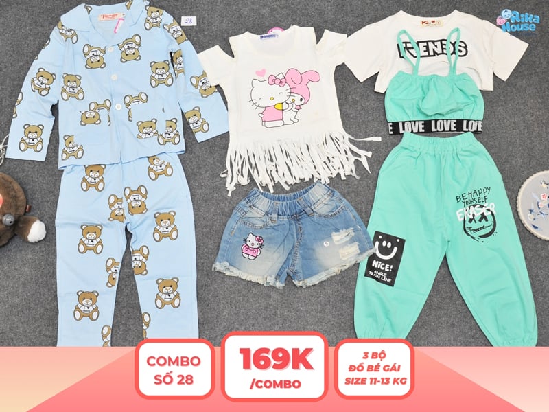 Combo 3 set đồ bé gái size 3