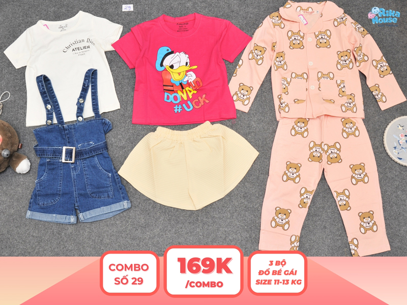 Combo 3 set đồ bé gái size 3