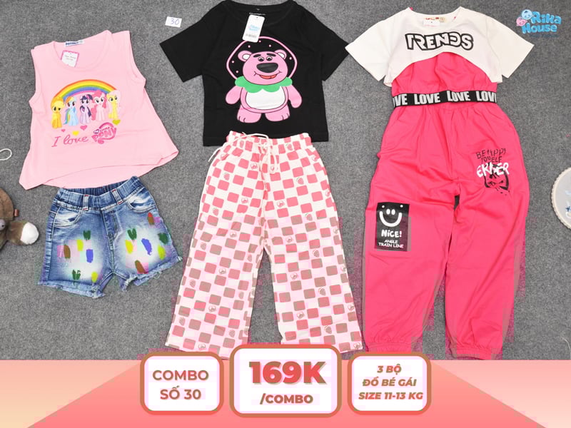 Combo 3 set đồ bé gái size 3
