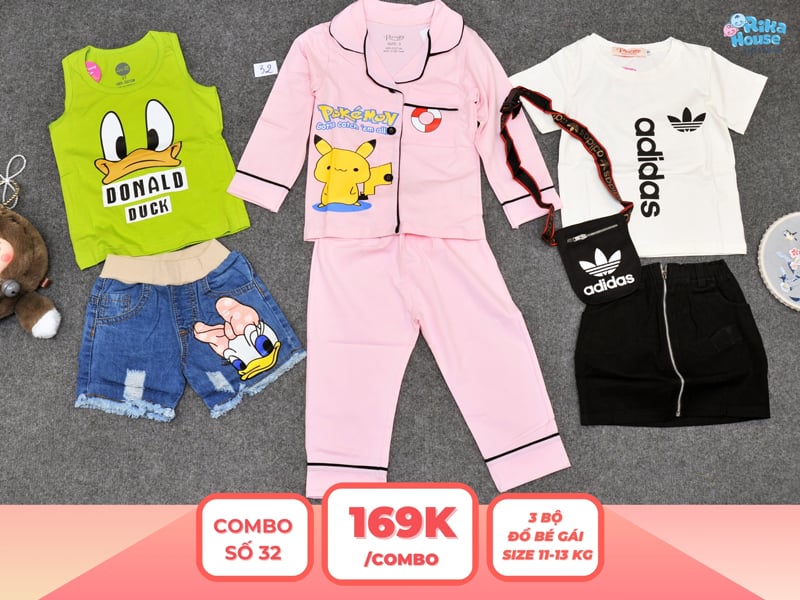 Combo 3 set đồ bé gái size 3