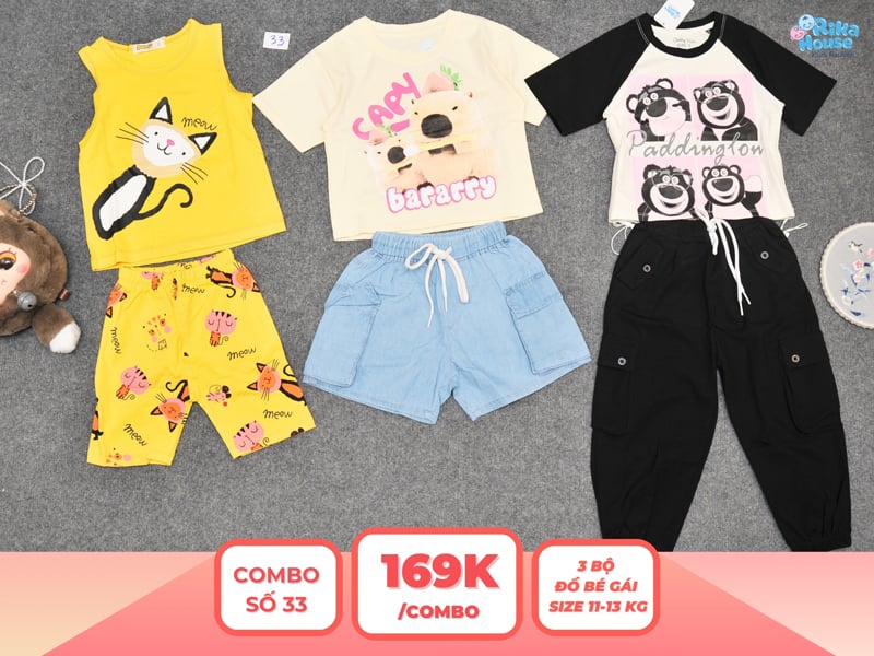 Combo 3 set đồ bé gái size 3