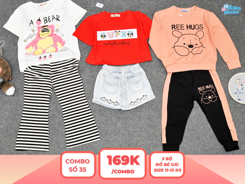 Combo 3 set đồ bé gái size 3