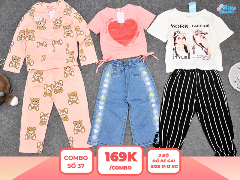 Combo 3 set đồ bé gái size 3