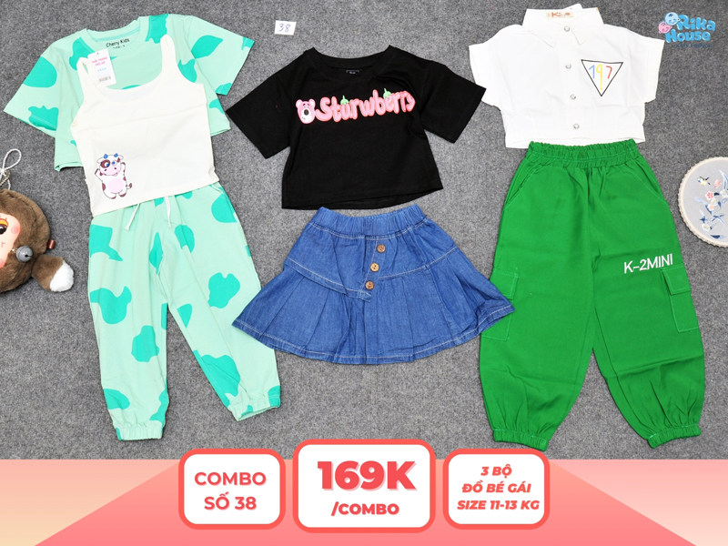 Combo 3 set đồ bé gái size 3