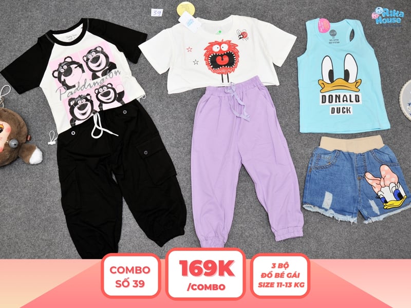Combo 3 set đồ bé gái size 3