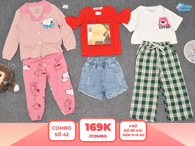 Combo 3 set đồ bé gái size 3