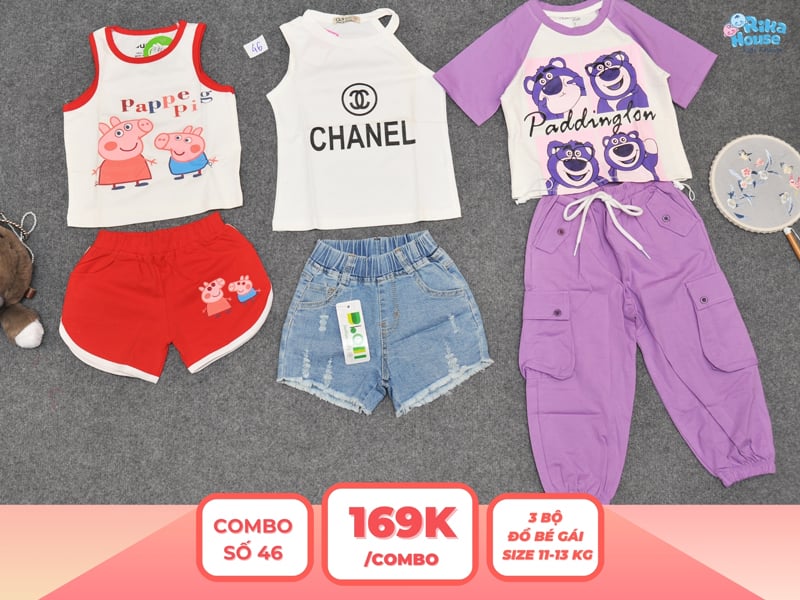 Combo 3 set đồ bé gái size 3