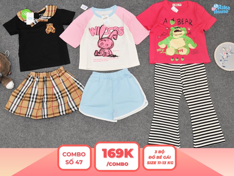 Combo 3 set đồ bé gái size 3
