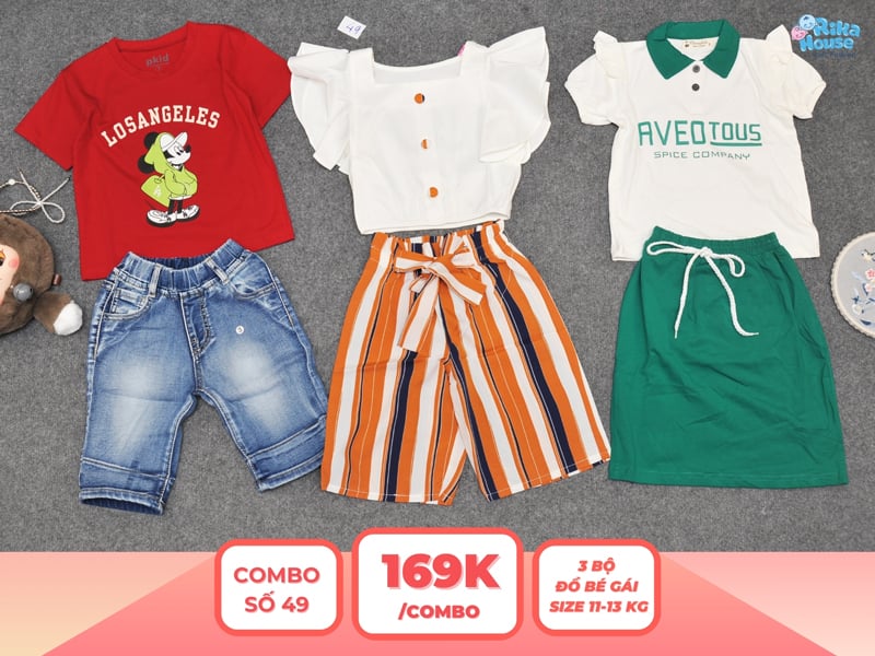 Combo 3 set đồ bé gái size 3