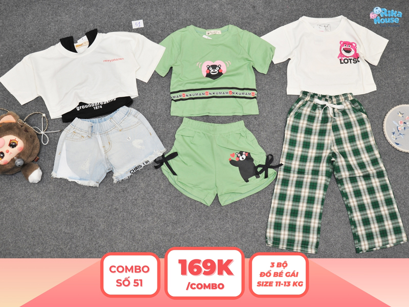 Combo 3 set đồ bé gái size 3