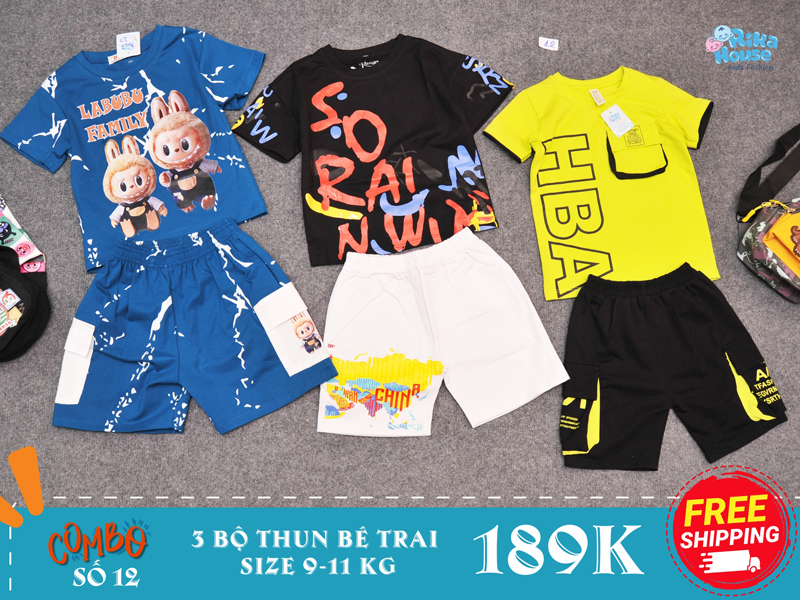 Combo 3 bộ đồ thun bé trai size 2