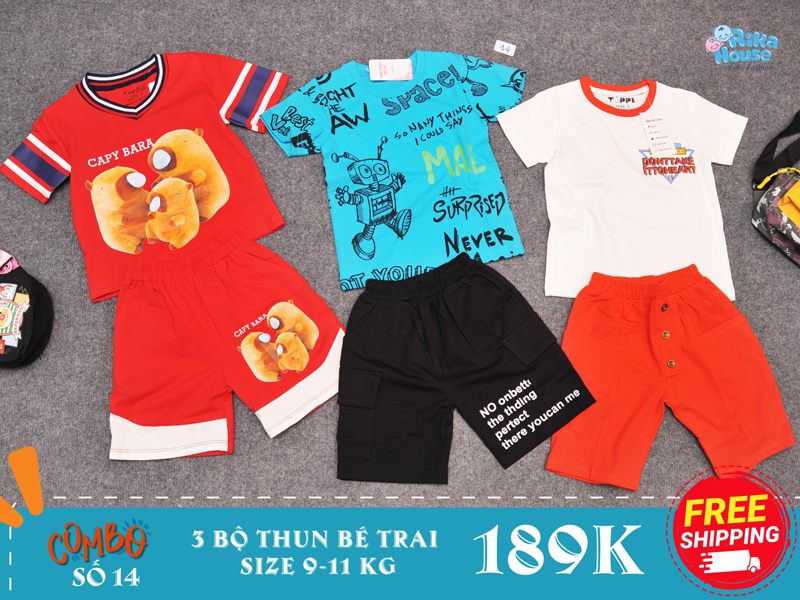 Combo 3 bộ đồ thun bé trai size 2