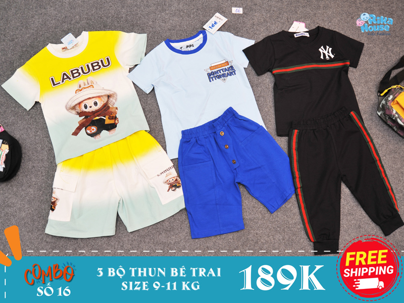 Combo 3 bộ đồ thun bé trai size 2