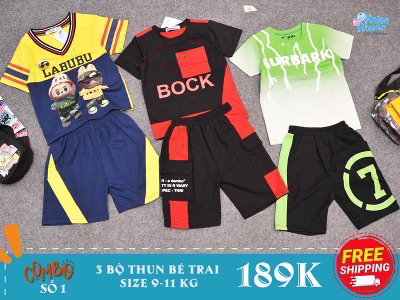 Combo 3 bộ đồ thun bé trai size 2