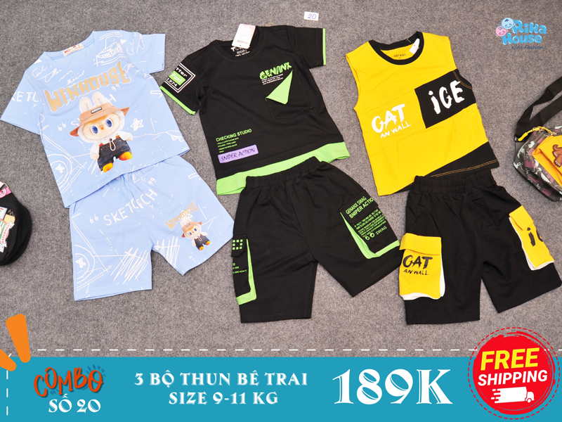 Combo 3 bộ đồ thun bé trai size 2