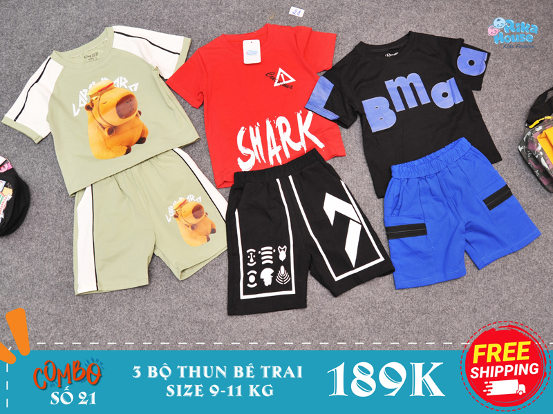 Combo 3 bộ đồ thun bé trai size 2