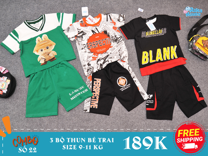 Combo 3 bộ đồ thun bé trai size 2