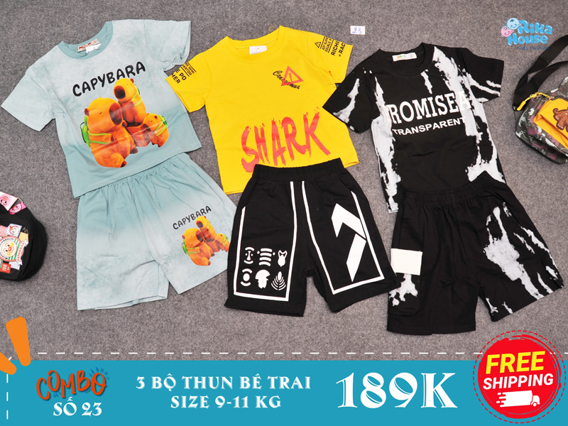 Combo 3 bộ đồ thun bé trai size 2