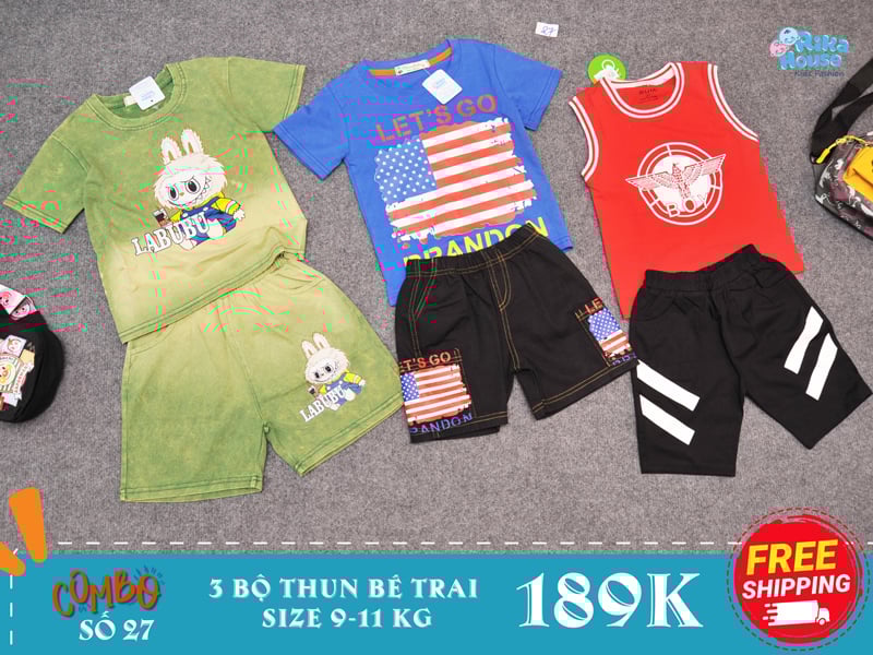 Combo 3 bộ đồ thun bé trai size 2